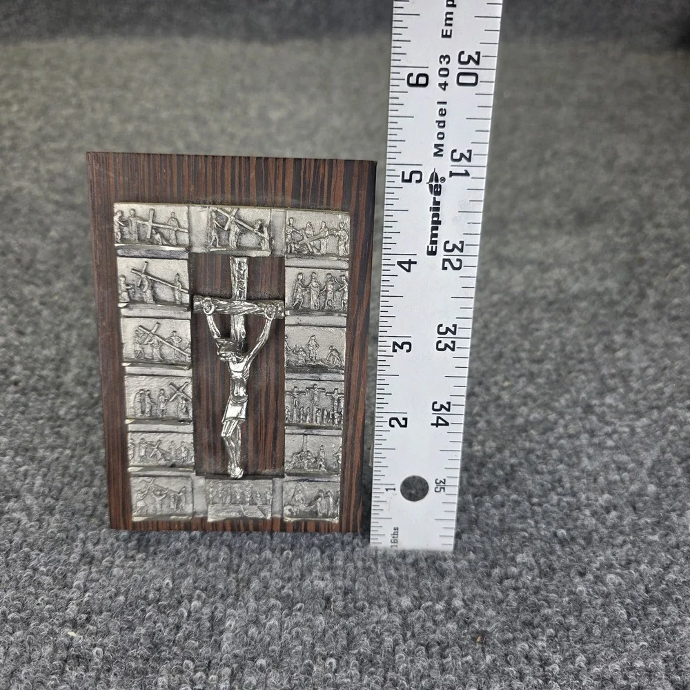 Vintage Catholic Crucifix Stations Of The Cross Wall Plaque Made In Italy 5
